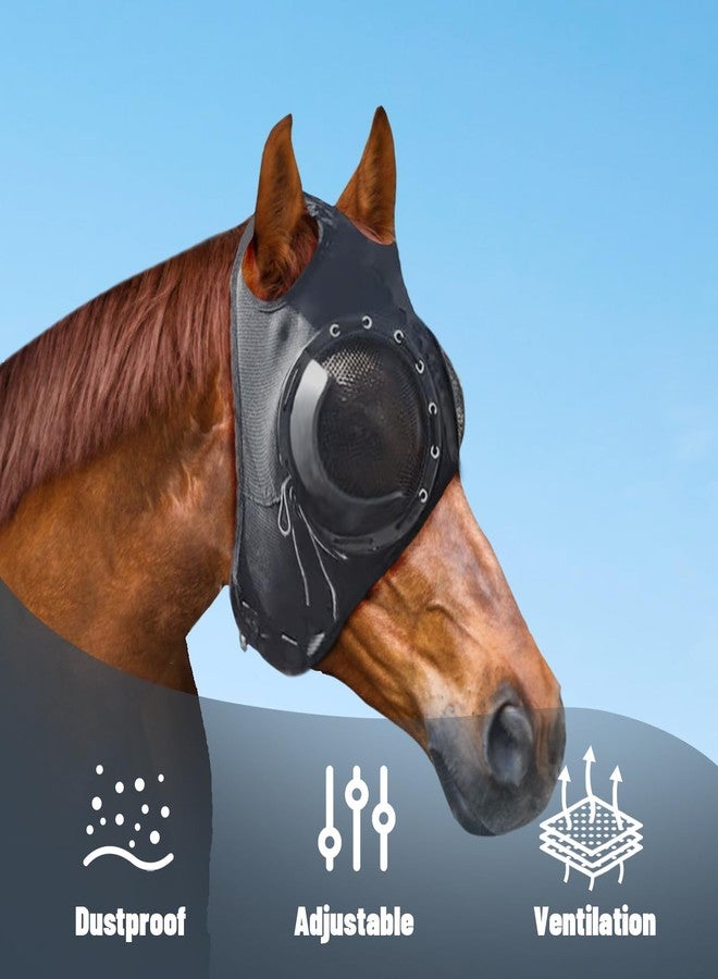 La La Pet Racing Blinkers for Horses Protective Net Horse Goggles Half Head Mask Harness Equipment for Fly Control Horse Eye Cover for Sand Protection - Image 2